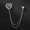 Korean Style Men's Blazer Brooch with Scissors-Shaped Metal Chain Accessory