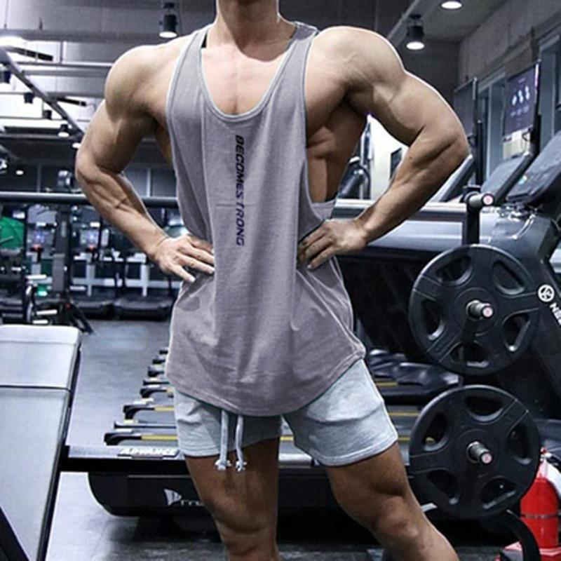 New Sports Vest Men'S Loose Summer Pure Cotton Fitness And Bodybuilding Quick Drying Sleeveless Shoulder White Base Shirt Sleeveless T-Shirt