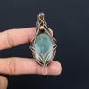 Aquamarine Gemstone Handmade Pure Copper Wire Wrapped Pendant Jewelry
