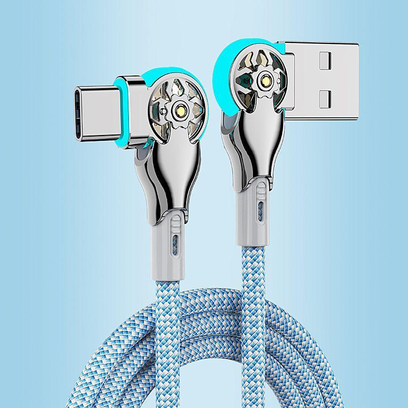 65 Вт зарядный кабель для Type-C Micro Lightning Super Charge Data Cable Нейлоновый кабель с вращением на 180° USB-кабель для быстрой зарядки