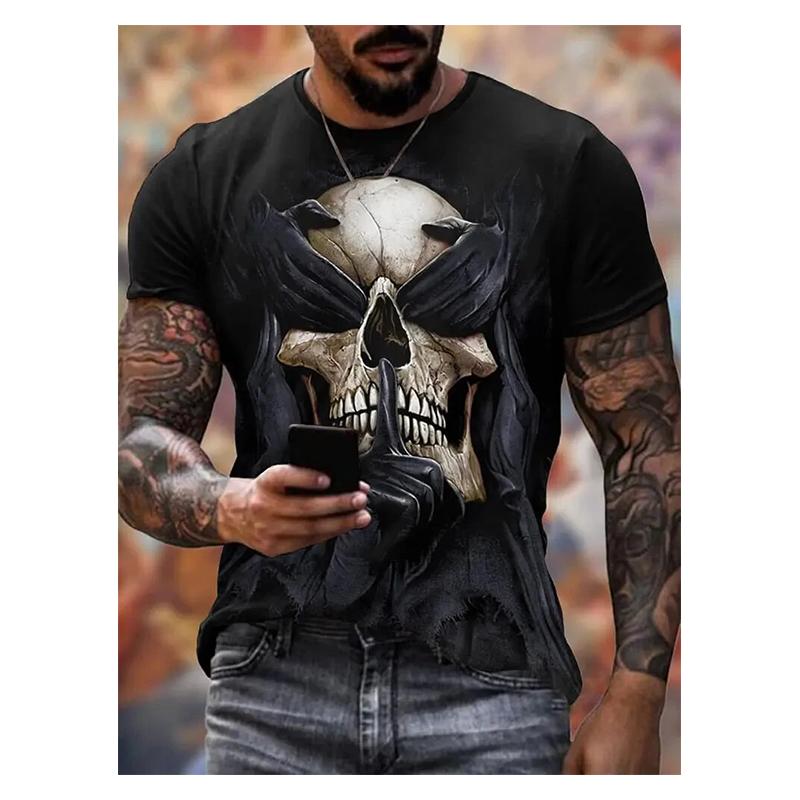 Summer Skull 3D Print T-Shirts Streetwear Horror Men Women Fashion Oversized Short Sleeve T Shirt O-Neck Kids Tees Tops Clothing