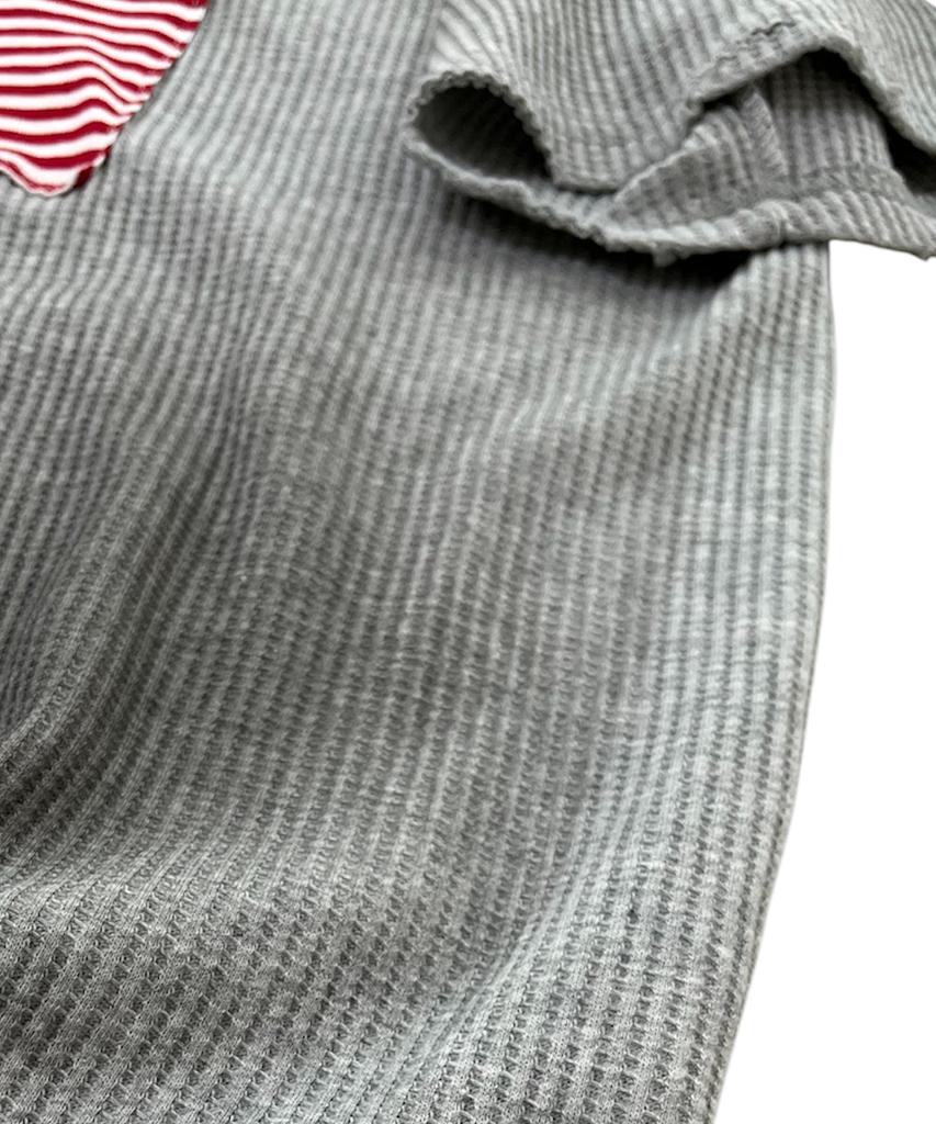 SK8ER ROCK Grunge Flag Waffle T-Shirt ((Melange Gray))