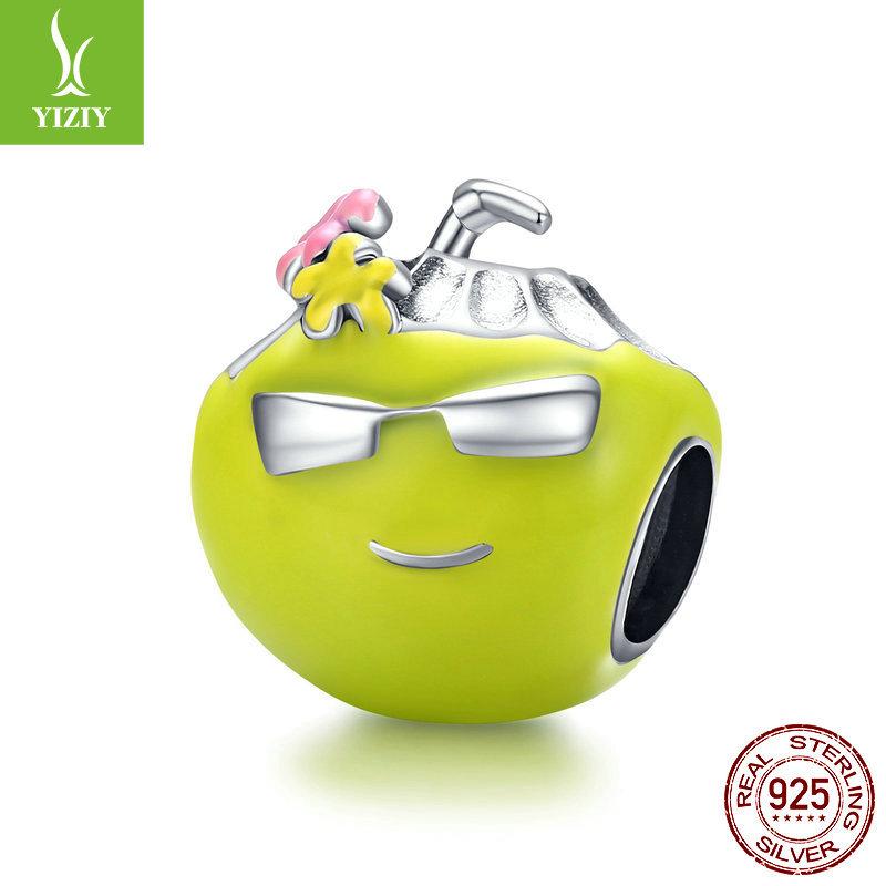 S925 Серебро Коллекция Разноцветных Фруктовых Бусин, Летний Ананас Лимон Сделай Сам Браслет Бисером Аксессуары