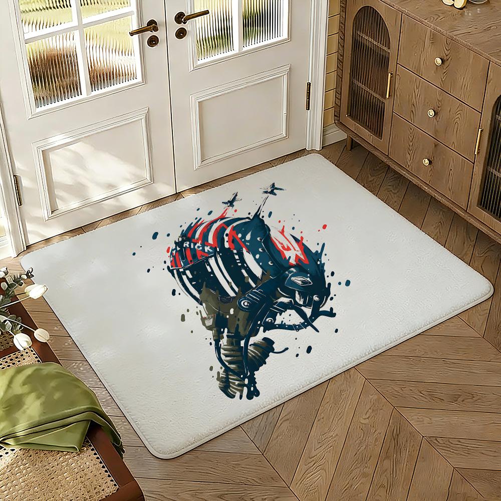 VIKAMA Air Force Fighter Jet Floor Mat Soft Thickened Absorbent Non-Slip Bedroom Living Room Door Mat Home Decor Flannel Rugs