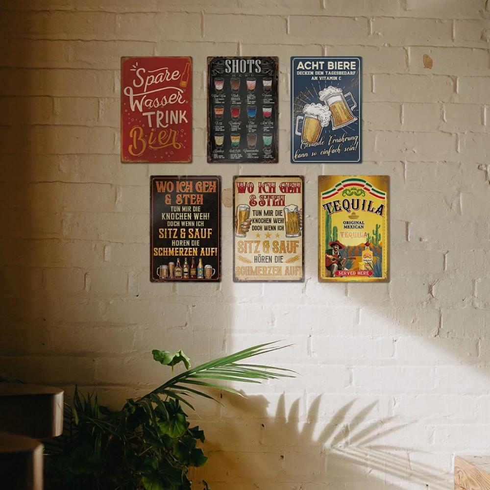 Декор напиток винтажный немецкий металлический знак смешной пивной пьющий вино любитель напитков для бара паба клуба дома человек пещера настенный декор
