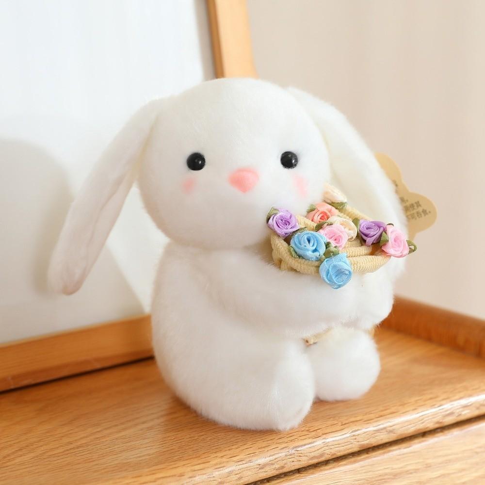 with Floral Blanket Bear Wear Rose Doll 15cm Bouquet Rabbit Doll Rose Bear Plush Toy  Anniversary