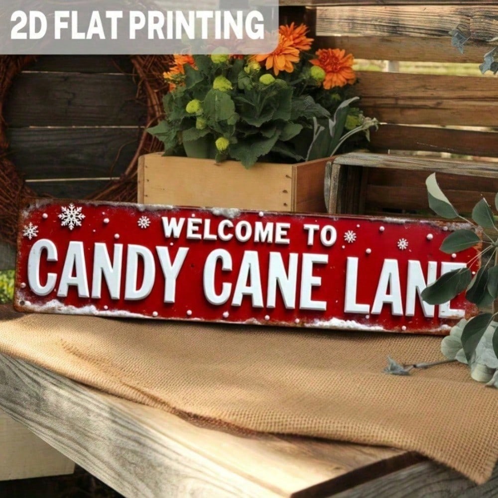 Винтажная металлическая табличка Candy Cane Lane Ретро Рождественский Декор Стены