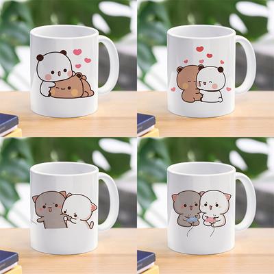 Panda Bear Bubu Dudu Кофейная молочная чашка Mocha Cat Panda Bear Пара Рождественская кружка Kawaii Чашки Оригинальные кружки Бесплатная доставка Посуда для напитков