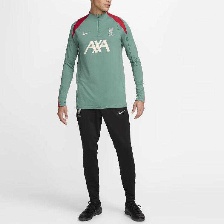 Nike СС24 Dri-FIT Ливерпуль Ф.К.. Футболка с длинным рукавом для тренировок Strike с логотипом, цветной блок, удобная, мужская, топы, зеленый, красный, FN9819-362