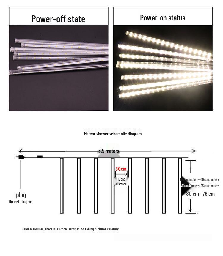 Waterproof Solar LED Meteor Shower String Lights - Outdoor Hanging Decorative Tree Lights