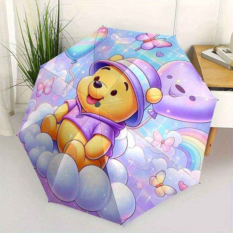 Disney Winnie-the-Pooh,Fantasy,Pastel Manual Opening and Closing Umbrella, 8-Rib Reinforced Folding Design, Lightweight