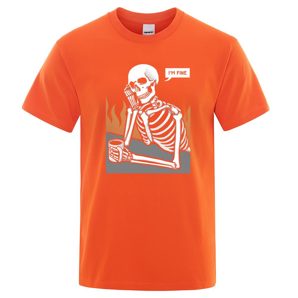 Футболка с принтом «Скелеты в медитации и Keep Alone» для мужчин, модные хлопковые футболки, футболки больших размеров, хлопковые топы
