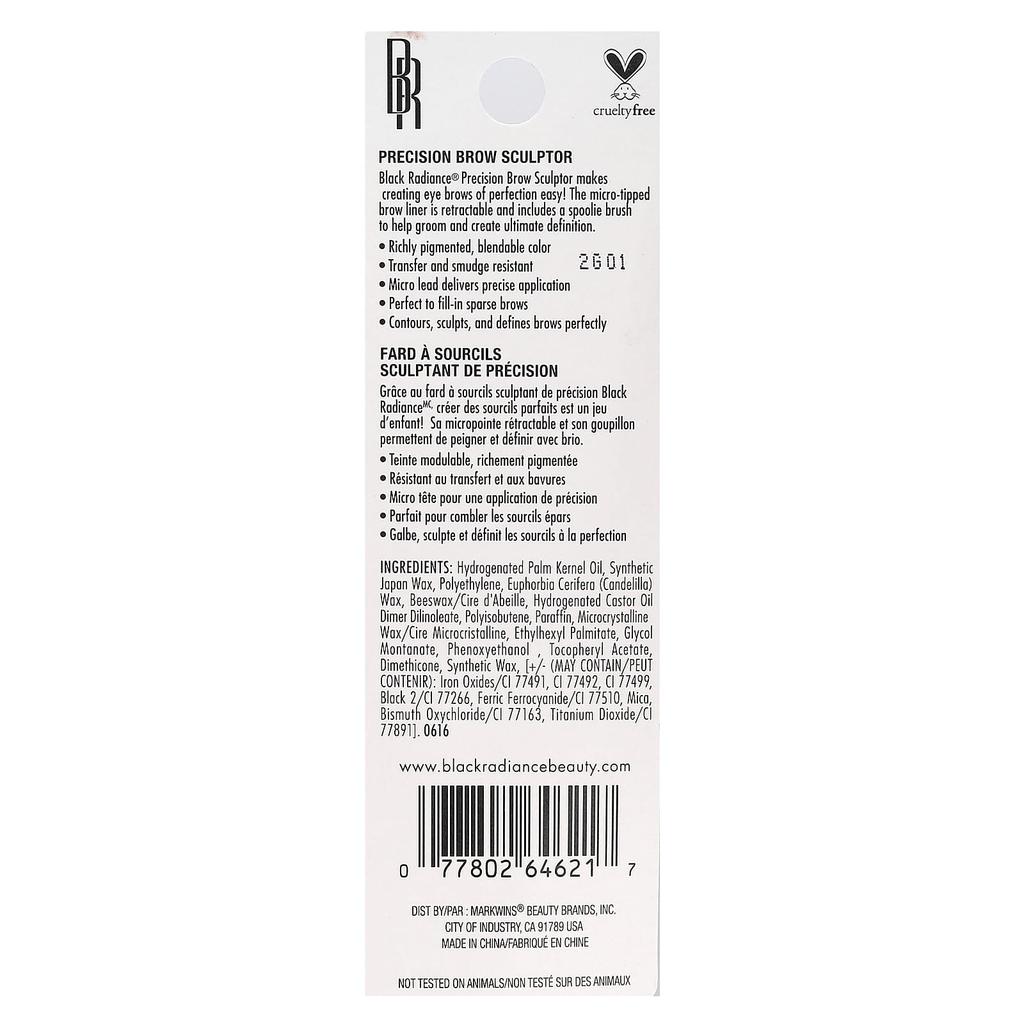 Black Radiance Скульптор для бровей Precision Brow Sculptor, CA6551, черная замша, 0,002 унции (0,06 г)