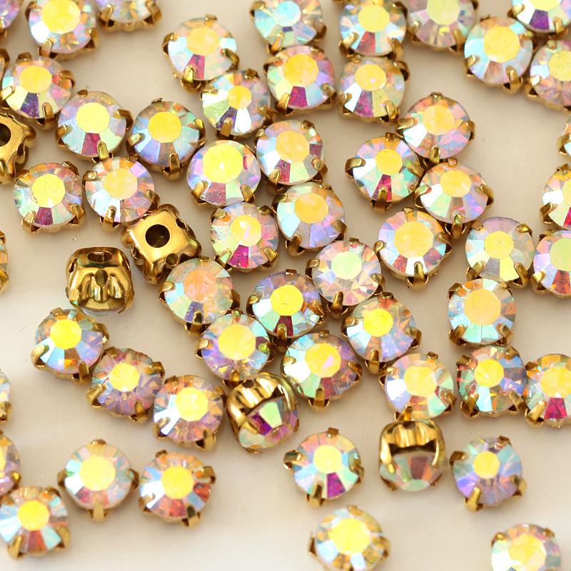 Сшитый вручную одинарный коготь со стразами коготь с бриллиантами, золотым и серебряным дном, стеклянный кристалл, сшитый вручную бриллиант, аксессуары для одежды, багажа