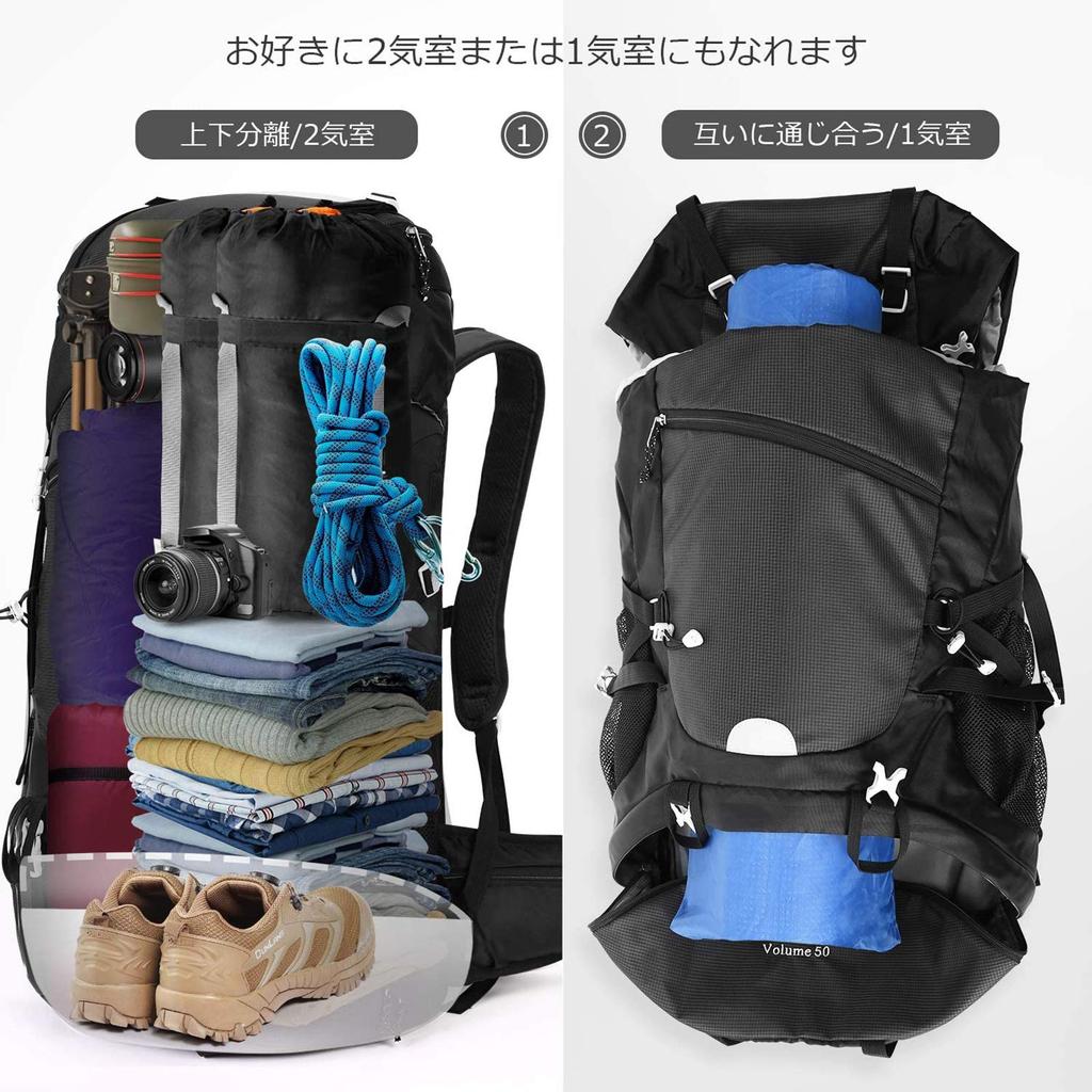 [HOMIEE] Рюкзак для альпинизма 50 л Уличная сумка Рюкзак Рюкзак Большой вместимости Водонепроницаемый Гидратация Дождевик в комплекте Многофункциональный Ультра