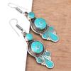 Tibetan Turquoise Coral Red Earrings Nepali Tribal 12gms 1.5" 1.6" Chunky Gift