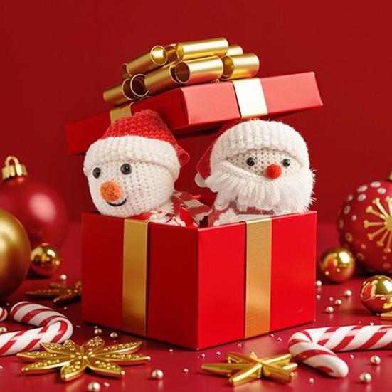 Christmas Doll Mini Funny Positive Santa Claus Snowman Crochet Knitted Toy with Inspirational Card Stocking Stuffers Winter Decor