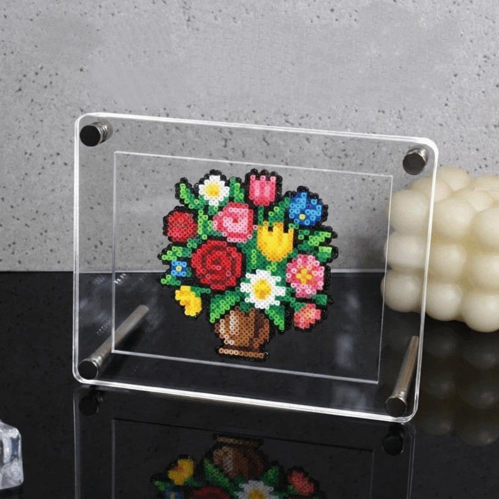 Thick Acrylic Perler Beads Display Frame with Mezzanine Picture Frame Desktop Ornament