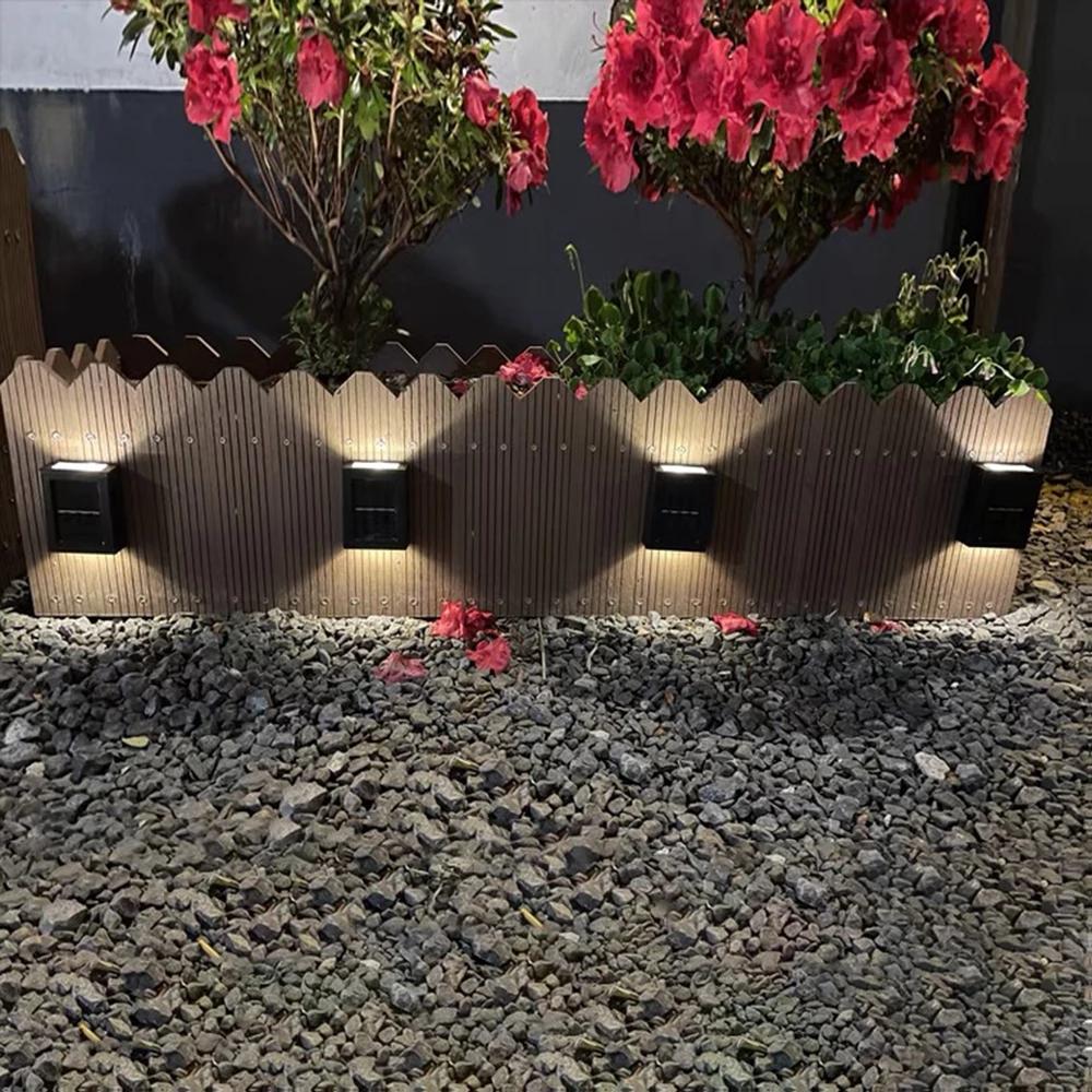 Настенный светильник на солнечной батарее, уличный водонепроницаемый световой светильник вверх и вниз, украшение сада, солнечные фонари, лестница, забор, солнечный свет, лампа