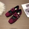 French Flat-Soled Ballet Style Shallow Mouth Single Shoes Women'S Soft-Soled One-Button Mary Jane Shoes