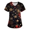 Women's Fashion V-neck Short Sleeve Workwear With Pockets Christmas Printed Tops