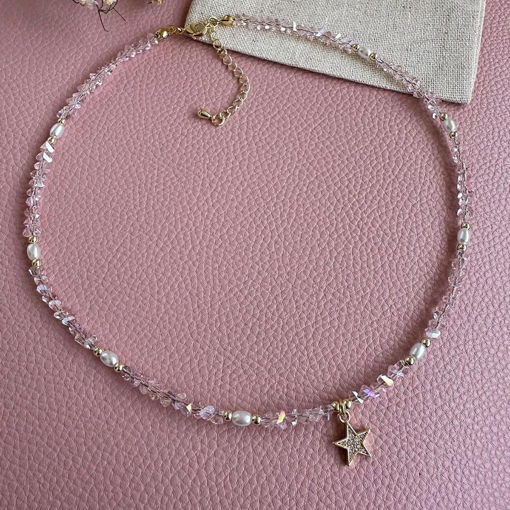 Vintage Zircon Crystal Heart Pendant Geometric Baroque Transparent Crystal Chain Necklace for Women Choker Party Jewelry N478