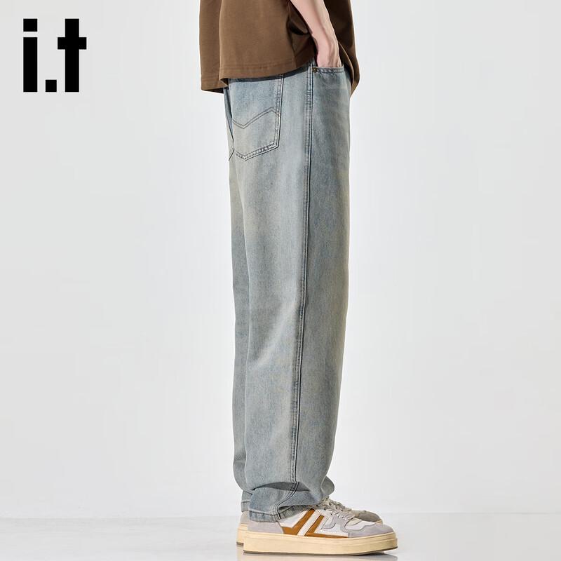 Мужские джинсы izzue свободного прямого кроя с эффектом потертости