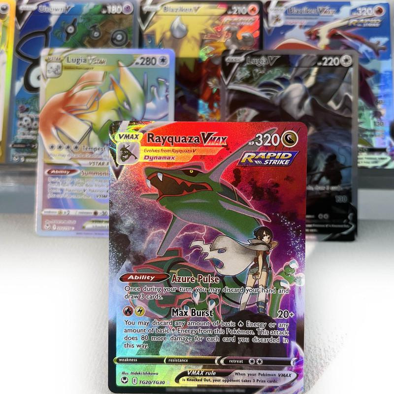 Silver Tempest PKM Cards PTCG6-C GX Rainbow Lugia Rayquaza Lugia VMAX Rare Collection Battle Toys Gifts for Hobbies