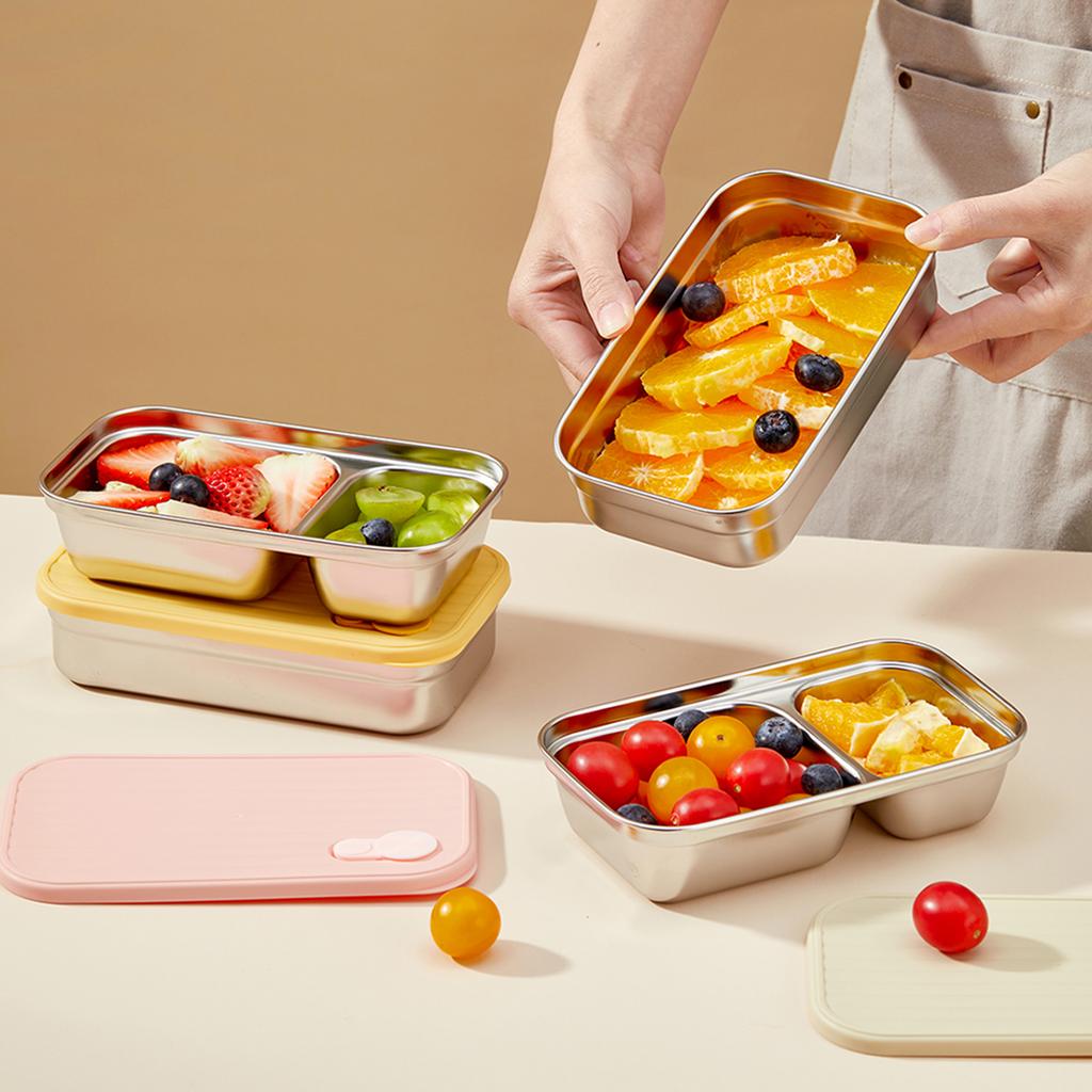 WORTHBUY 304 Stainless Steel Lunch Box With Lid Portable Fruit Salad Food Container Stackable Leak Proof Bento Box For Student