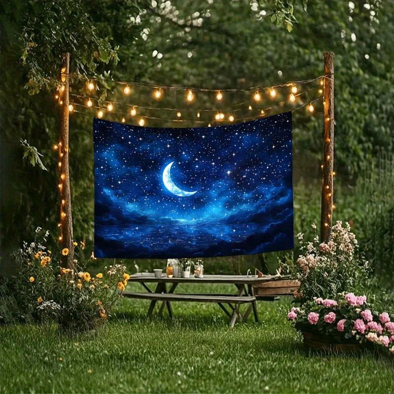 2D plane, 1 piece of a vibrant blue starry night universe, suitable for living room, birthday party, wedding