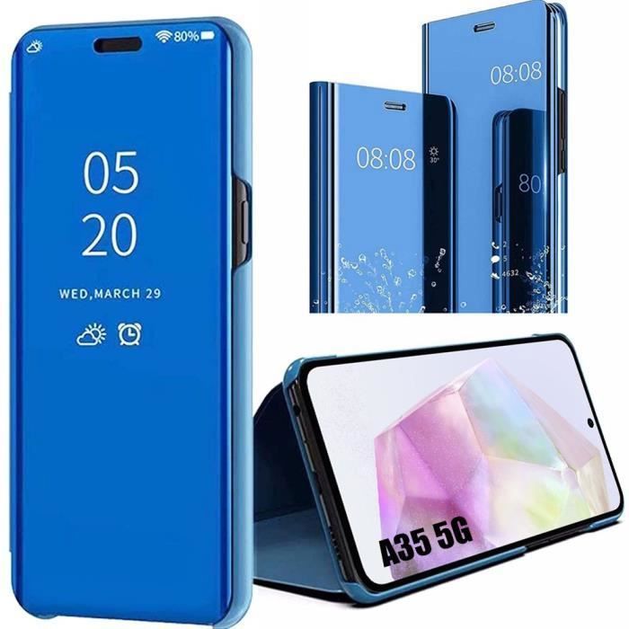 Coque de protection - Booling - pour Samsung Galaxy A35 5G - Bleu - Effet Chromé Miroir - Antichoc