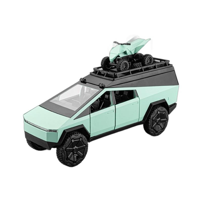 1/24 Tesla Cybertruck Кемпинговый автофургон из литого сплава Игрушечная модель автомобиля Звук и свет Детские игрушки Коллекционные предметы Подарок на день рождения