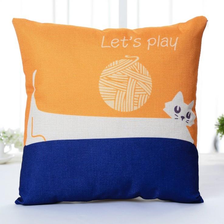 Kids Room Decorative Pillowcase With Cartoon Cat Pattern For Comfortable Rest