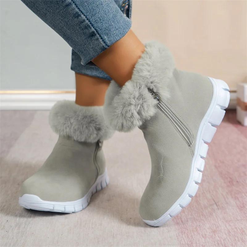 Newly Arrived Short-tube Elegant Solid Color Comfortable and Warm Snow Boots Winter Fashion Flat Anti-slip New Women's Shoes