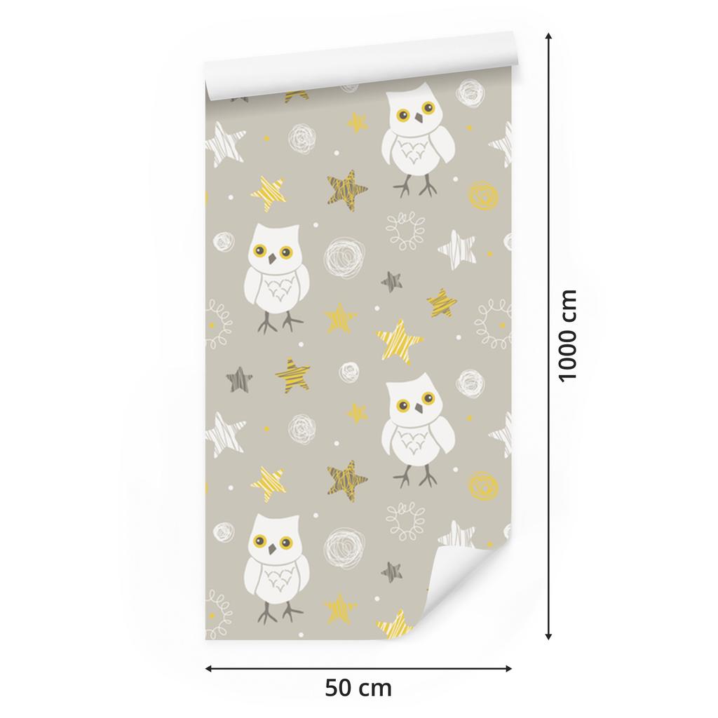 Owls with stars in the background wallpaper for living room and bedroom 50x1000