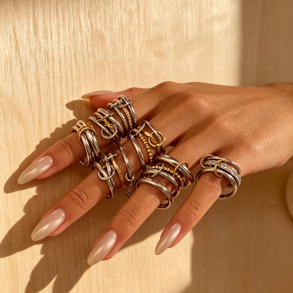 Elegant Minimalist Stackable Rings for Women Stainless Steel Classic Band Rings Ideal for Daily Commute Party Special Occasions