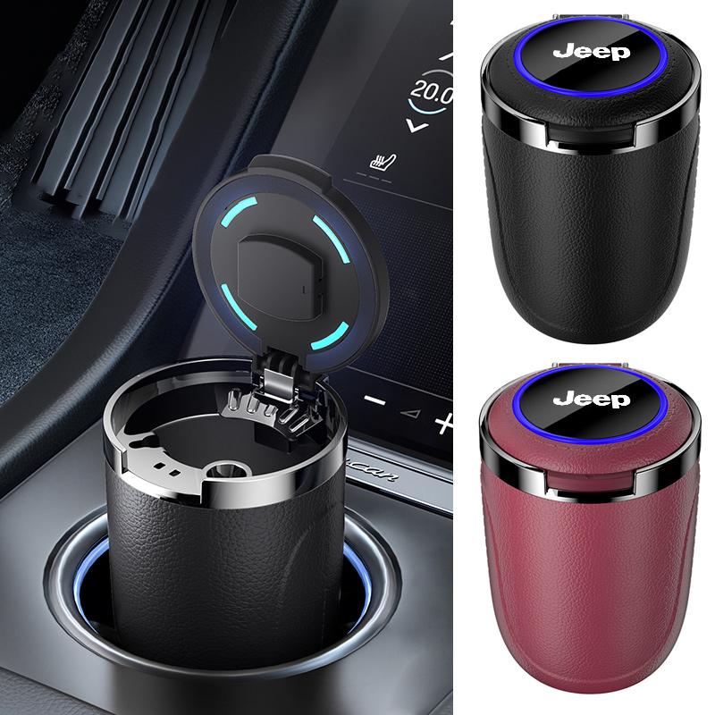 Car Inside Ashtray Cigarette Holder LED Light For Jeep Renegade Wrangler Gladiator Grand Liberty Cherokee Compass Accessories NXJPT1