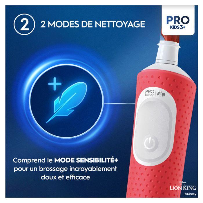 Oral-B Pro Kids3+ Brosse à dents électrique enfant Le Roi Lion, Disney, 1 Brossette Brossage Doux, Minuteur et Vibrations