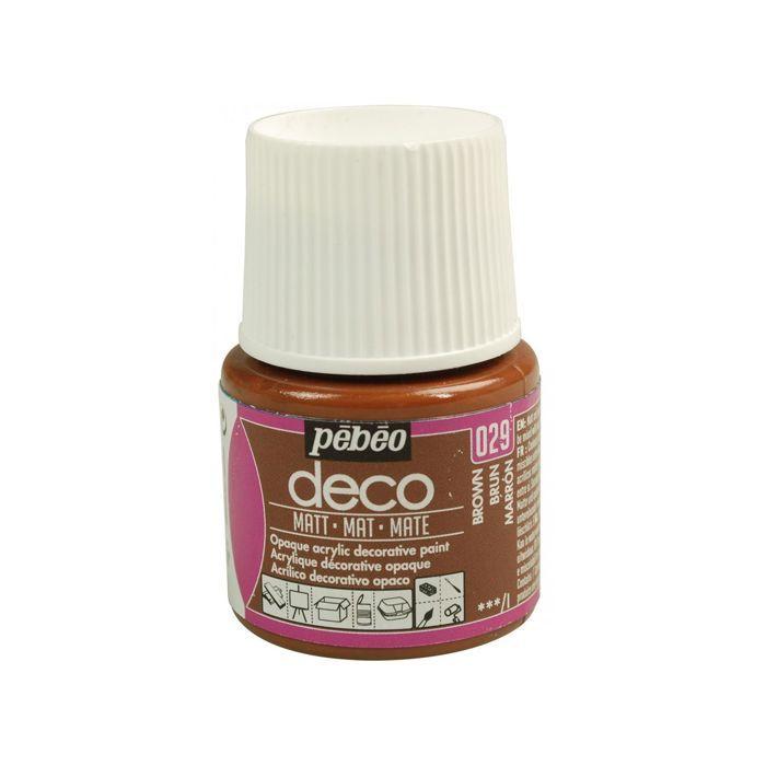 Peinture acrylique - Pébéo - P.BO Déco - Brun mat - 45ml - Finition mate