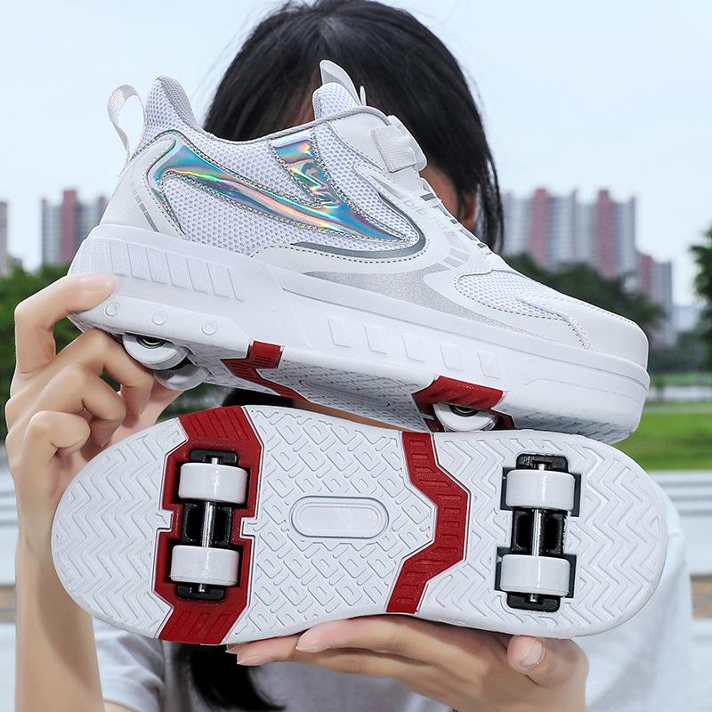 Летние сетчатые дышащие беговые туфли Четыре колеса могут кататься на коньках Руководство Интернет знаменитости студенческие колеса обувь студенческая версия