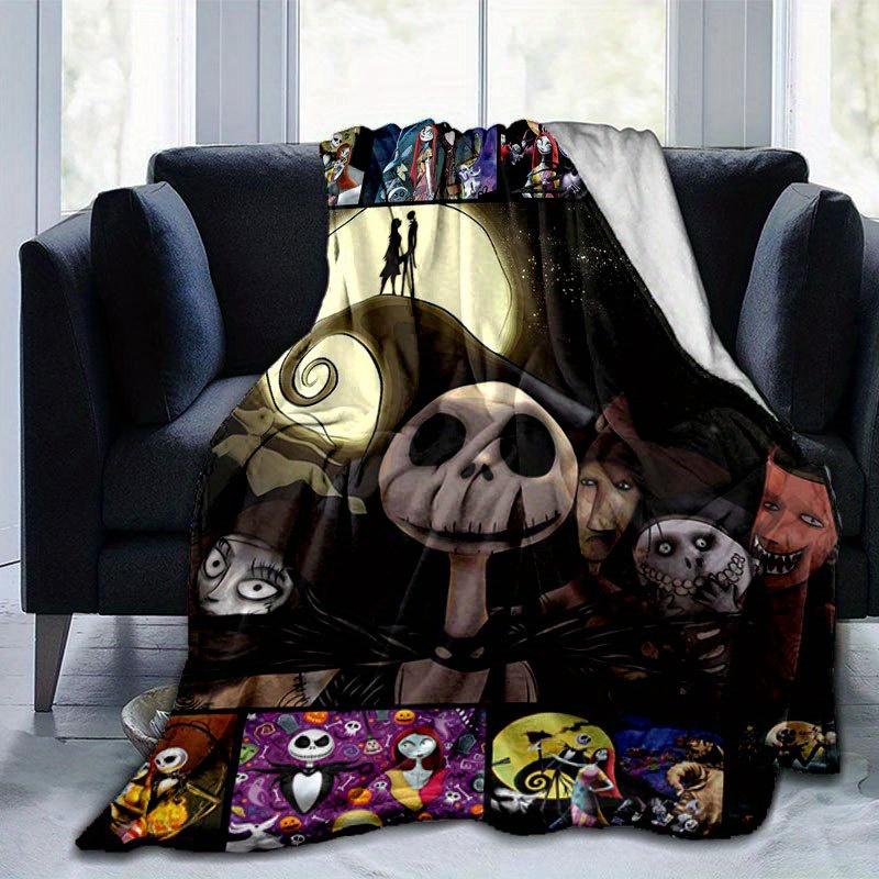 1pc Jack Skellington Printing Flannel Blanket Ideal for Travel Sofa Beds and Home Decor Ideal Birthday or Holiday Gift Available for All Sea