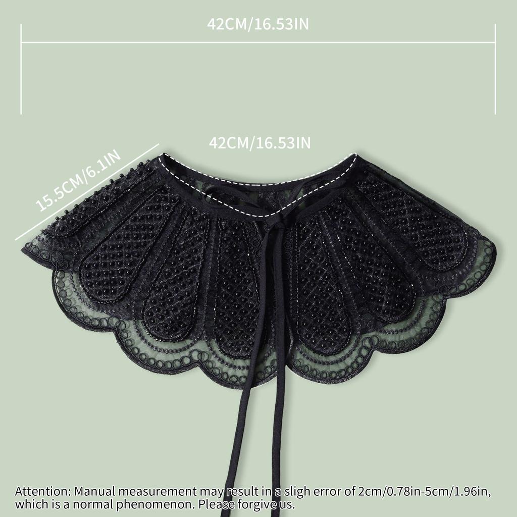 Eugen Yarn Белая вышитая рисовая бисерная трехмерная вышивка с имитацией воротника Женская универсальная шаль