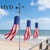 Outdoor Hanging Flag LED Patriotic Windsock, Red White Blue American Wind Sock with Decor 10 Streamers, 3 Lighting Modes, 4th of July