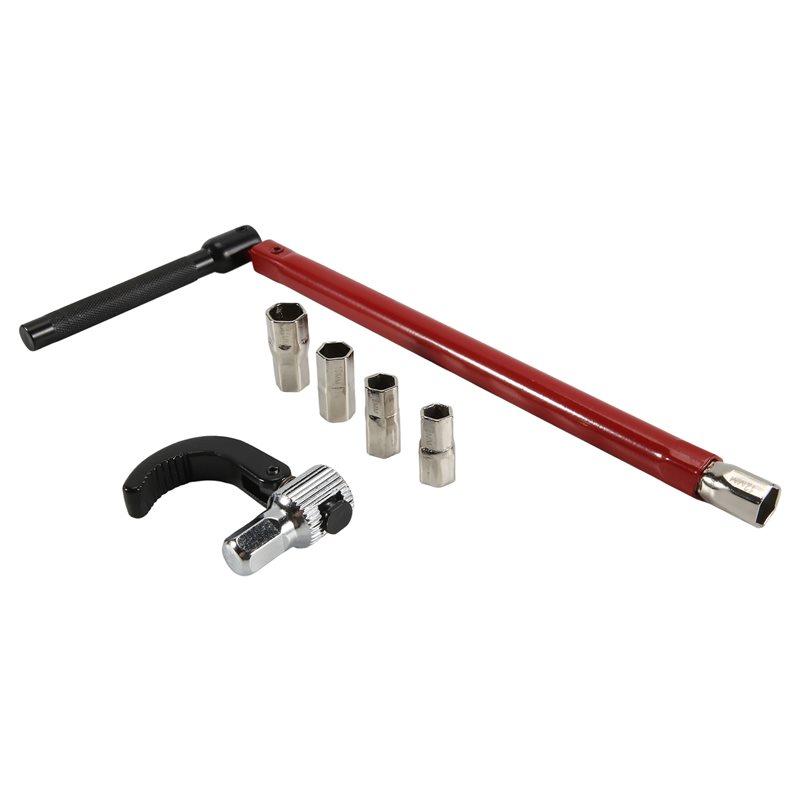ABJI-Faucet Wrench Carbon Steel Plumber Socket Wrench With 5 Sockets And 1 Chuck Tap Back Nut Wrench Kitchen Sink Keys