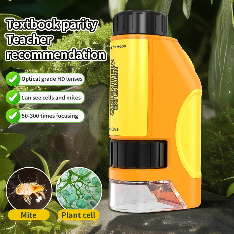 Portable Microscope Zoom 50X-300X,Handheld Mini Microscope Science Toys,Led Pocket Microscope,Little Scientist Microscope