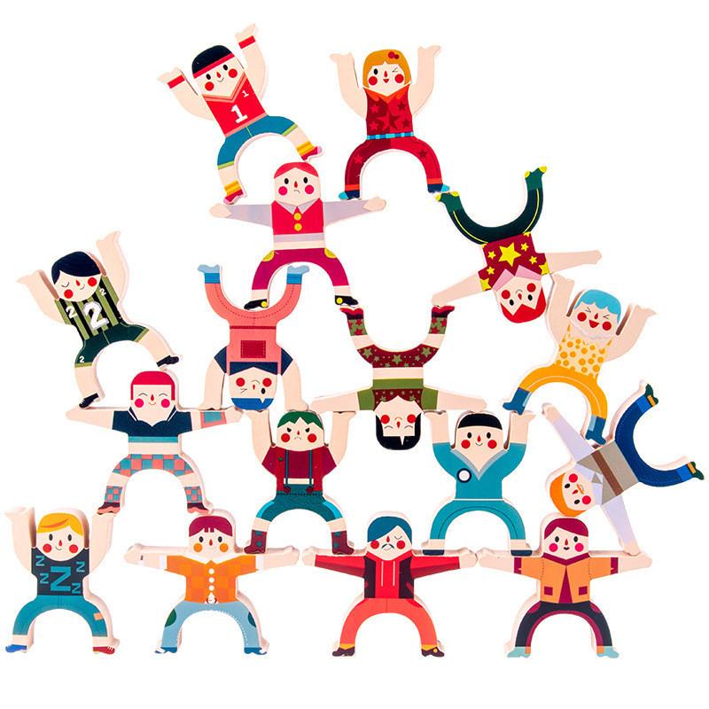 Character Wooden Building Blocks Balanced Stacking Children Toy Set For Learning