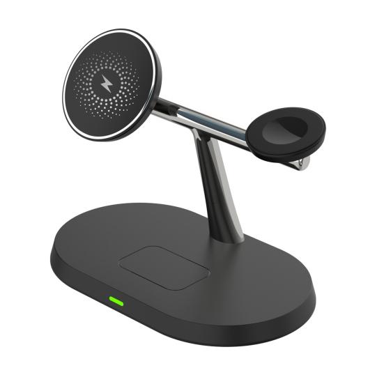 Магнитная подставка для беспроводного зарядного устройства для iPhone 15/14/13 Pro Max для Apple Watch Ultra/SE/9 для AirPods Pro 3-в-1 зарядная станция