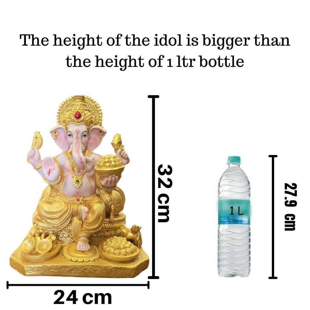 1 Piece Premium Decorative Lord Ganesha Statue & Idols for Home, Office, and Pooja for Festivals, Weddings, and Special Occasions(Poly Resin)