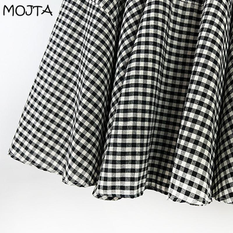 Plus Size Spring Summer Women's High Waist Casual Cotton Vintage Plaid Skirt Mid-length A-line Hip Skirt