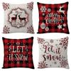 Счастливого Рождества Наволочки для декоративных подушек 45x45см Клетчатая наволочка для диванной подушки Льняная Подарочная Наволочка Чехол для подушки Дом Офис Гостиная